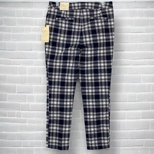 NWT Eliane Rose Plaid Navy White Classic Fit Pant Sz 10
